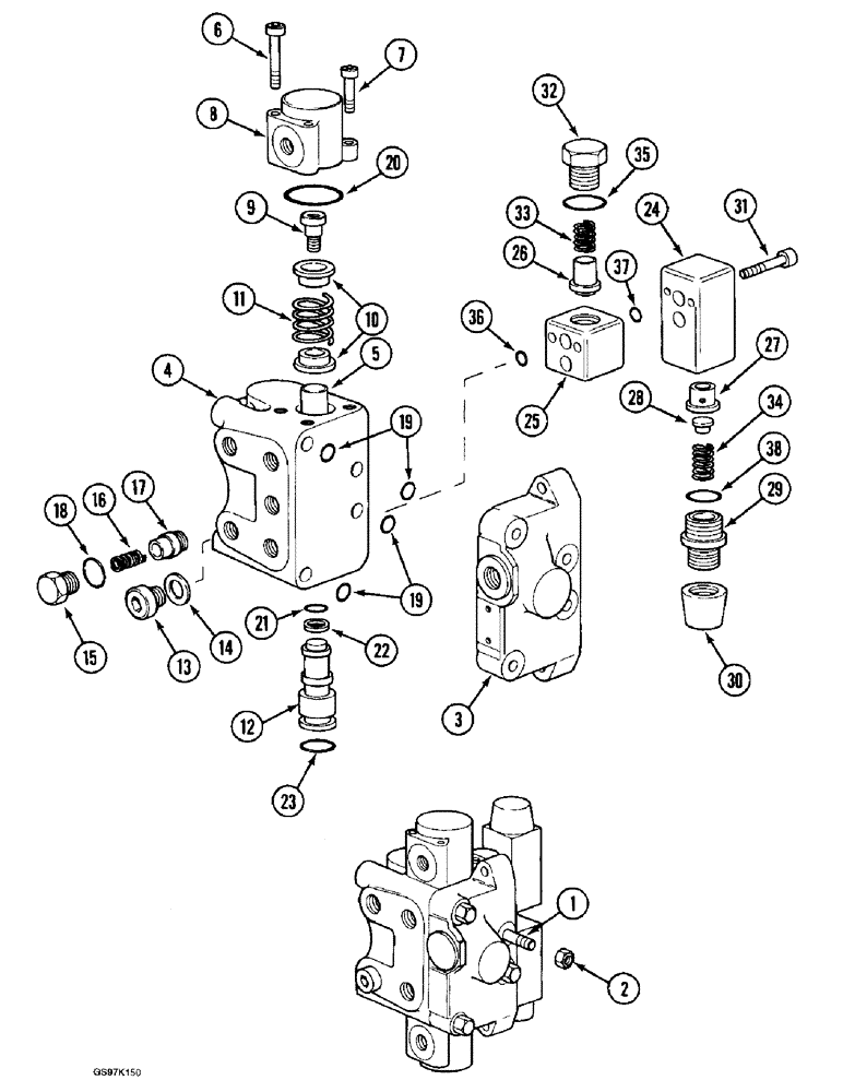 Схема запчастей Case 888 - (8C-48) - SWING CONTROL VALVE, P.I.N. 15401 THRU 15473 (08) - HYDRAULICS