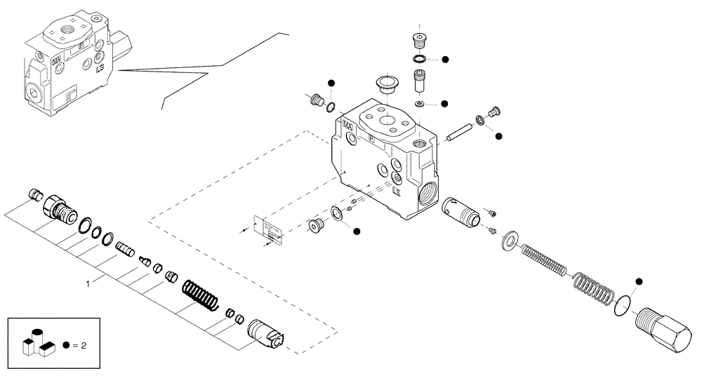 Схема запчастей Case 325 - (5.800A[05C]) - DUMPING SYSTEM - DISTRIBUTION VALVE (10) - Cab/Cowlings