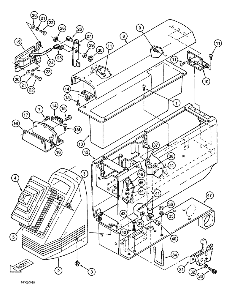 Схема запчастей Case 9010 - (9-26) - LEFT-HAND CONTROL CONSOLE AND LINKAGE, COVER TO PLATFORM (09) - CHASSIS