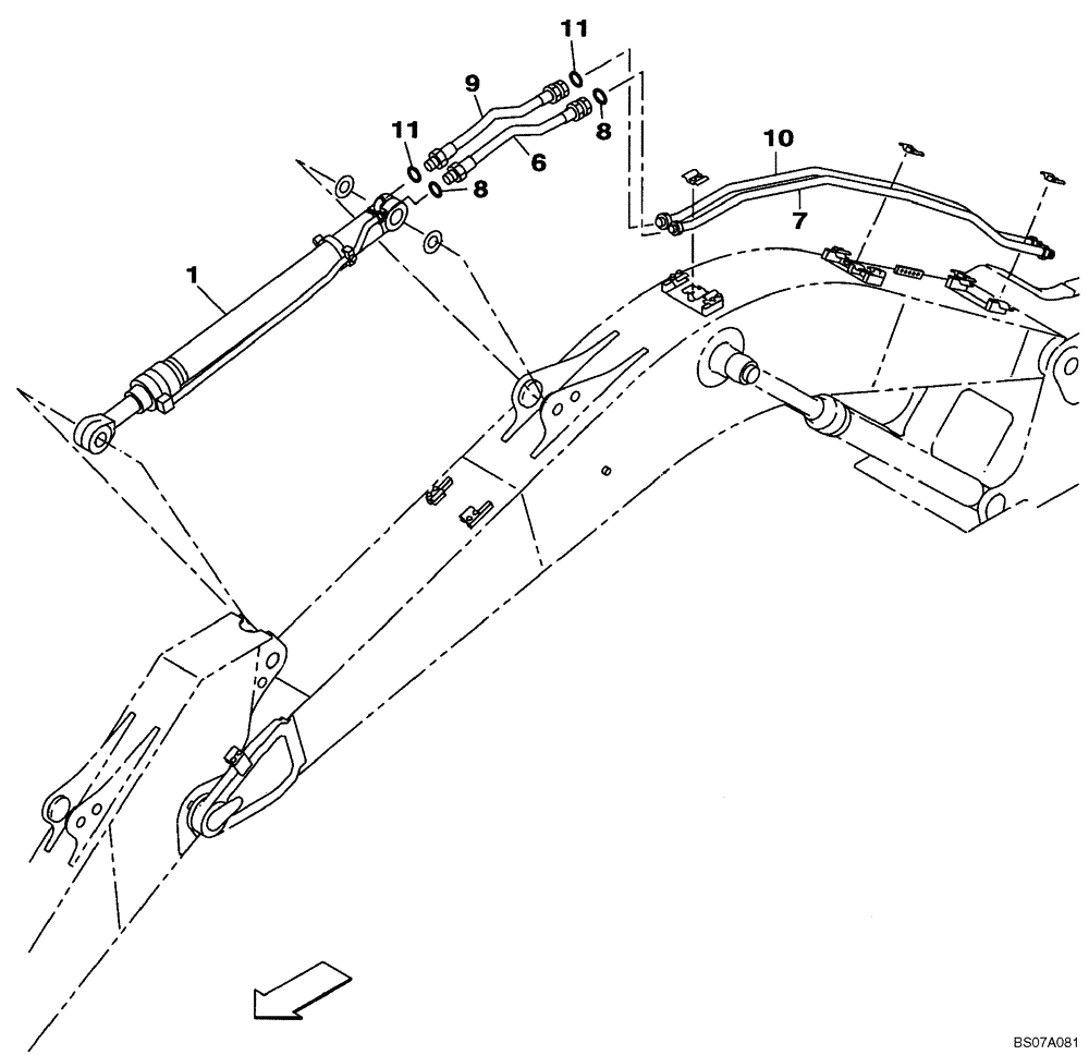 Схема запчастей Case CX160B - (08-12) - HYDRAULICS - ARM CYLINDER LINE (08) - HYDRAULICS