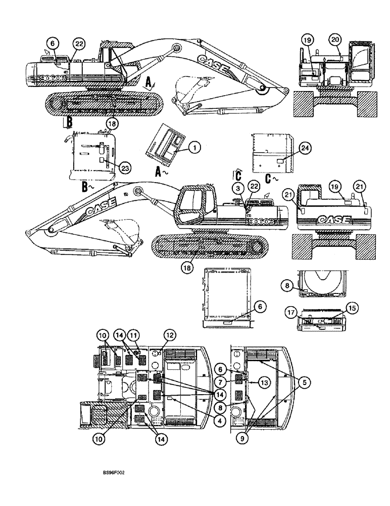 Схема запчастей Case 9060B - (9-098) - DECALS - WARNING AND DANGER, FRENCH LANGUAGE (09) - CHASSIS