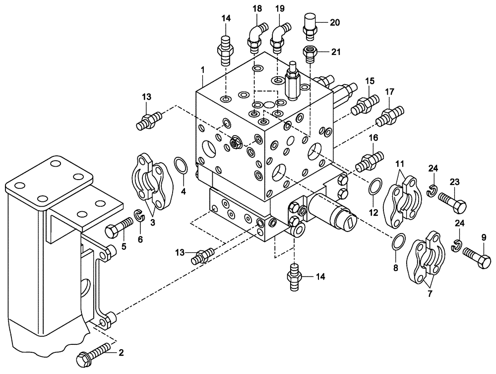 Схема запчастей Case 340 - (72A00010721[001]) - DUMPING SYSTEM - DISTRIBUTION VALVE (35) - HYDRAULIC SYSTEMS