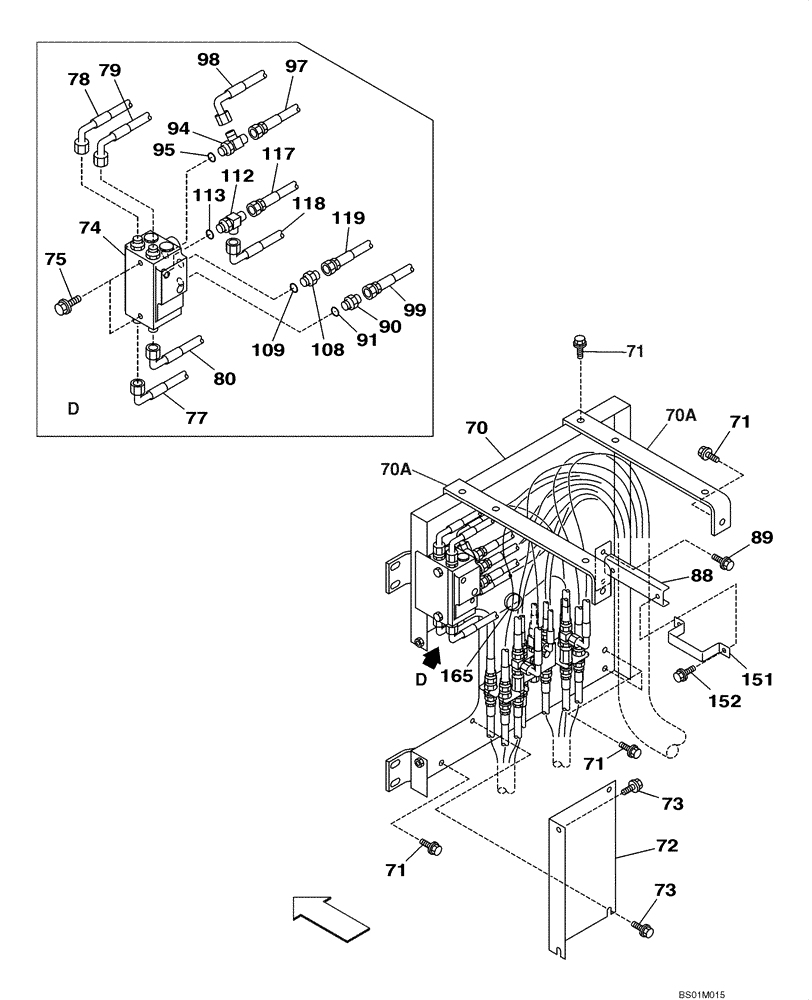 Схема запчастей Case CX800 - (08-27) - PILOT CONTROL LINES, PARTITION - MODELS WITHOUT LOAD HOLD (08) - HYDRAULICS