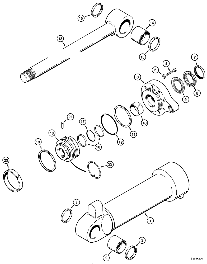 Схема запчастей Case 821C - (08-20) - CYLINDER ASSY - LOADER BUCKET (Oct 17 2006 3:35PM) (08) - HYDRAULICS