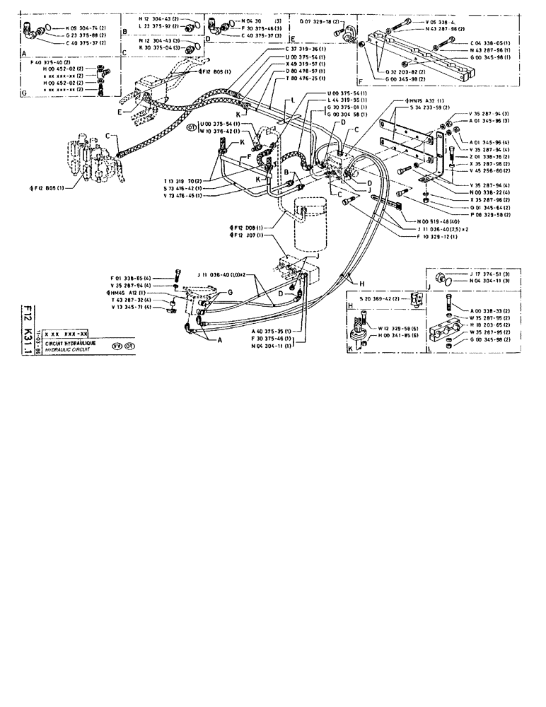 Схема запчастей Case 90BCL - (224) - HYDRAULIC CIRCUIT (07) - HYDRAULIC SYSTEM