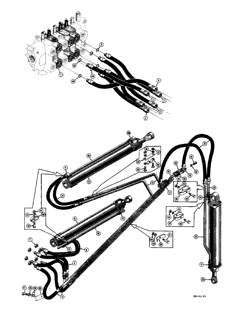 Схема запчастей Case 420B - (170) - BOOM, CROWD, AND BUCKET CYLINDER HYDRAULICS (07) - HYDRAULIC SYSTEM