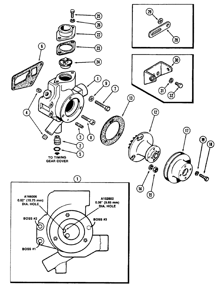 Схема запчастей Case 350B - (024) - WATER PUMP, 188 DIESEL ENGINE (01) - ENGINE