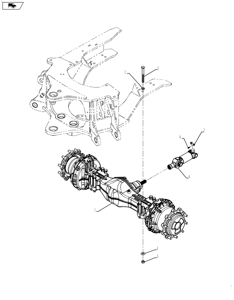 Схема запчастей Case 580SN - (27.100.08[01]) - AXLE, REAR DRIVE - MOUNTING (580N, 580SN) (27) - REAR AXLE SYSTEM