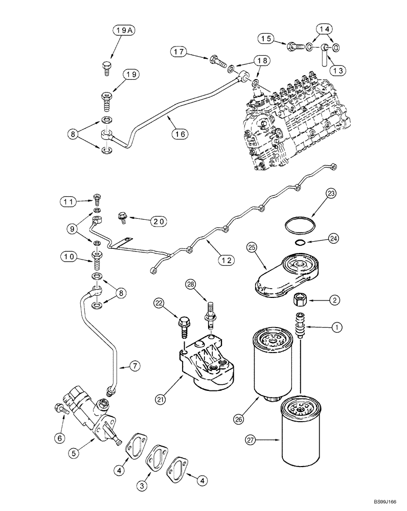 Схема запчастей Case 1150H_IND - (03-08) - FUEL FILTER - PUMP, TRANSFER (03) - FUEL SYSTEM