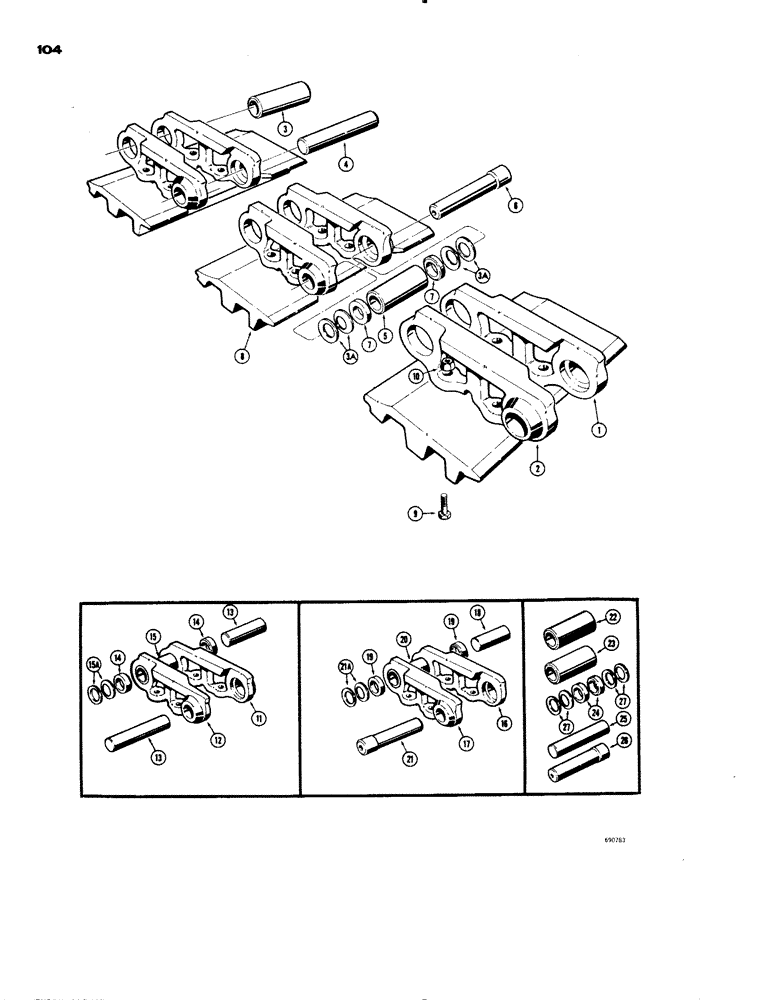 Схема запчастей Case 1150 - (104) - TRACK CHAIN (04) - UNDERCARRIAGE