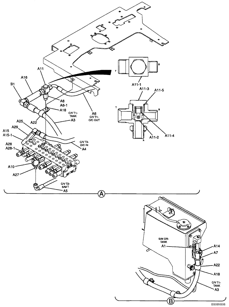 Схема запчастей Case CX17B - (01-021[01]) - HYDRAULICS - RETURN / NIBBLER & BREAKER / AT TANK & VALVE (35) - HYDRAULIC SYSTEMS