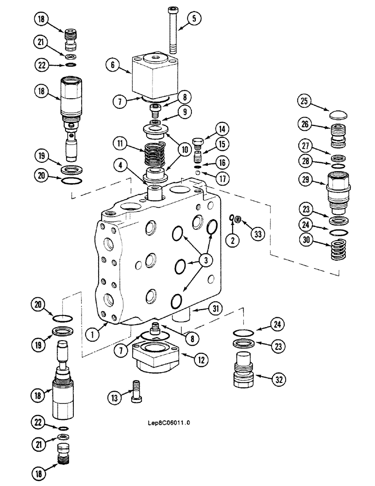 Схема запчастей Case 688C - (8C-30) - CONTROL VALVE FOR ATTACHMENT (07) - HYDRAULIC SYSTEM