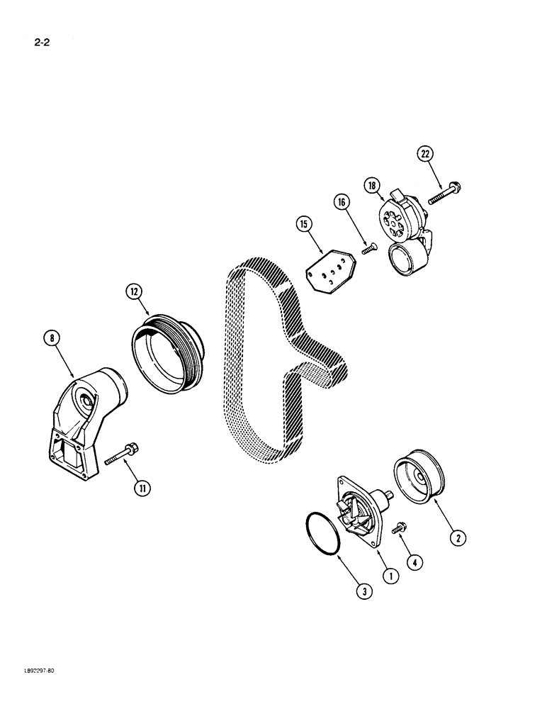 Схема запчастей Case 550 - (2-02) - WATER PUMP SYSTEM, 4-390 ENGINE, 4T-390 ENGINE (02) - ENGINE