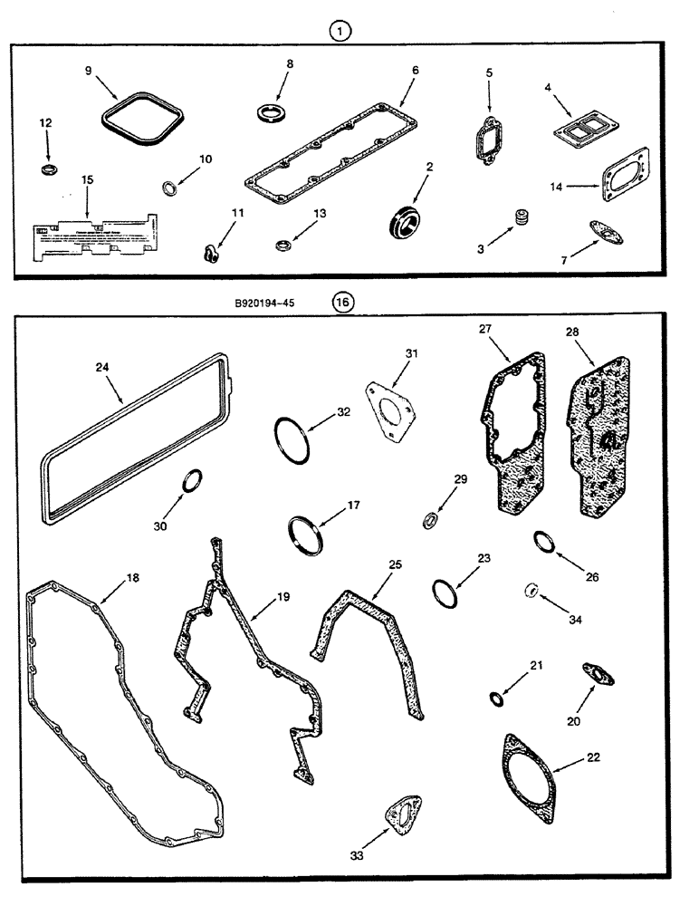 Схема запчастей Case 688C - (2-62) - GASKET KITS (01) - ENGINE