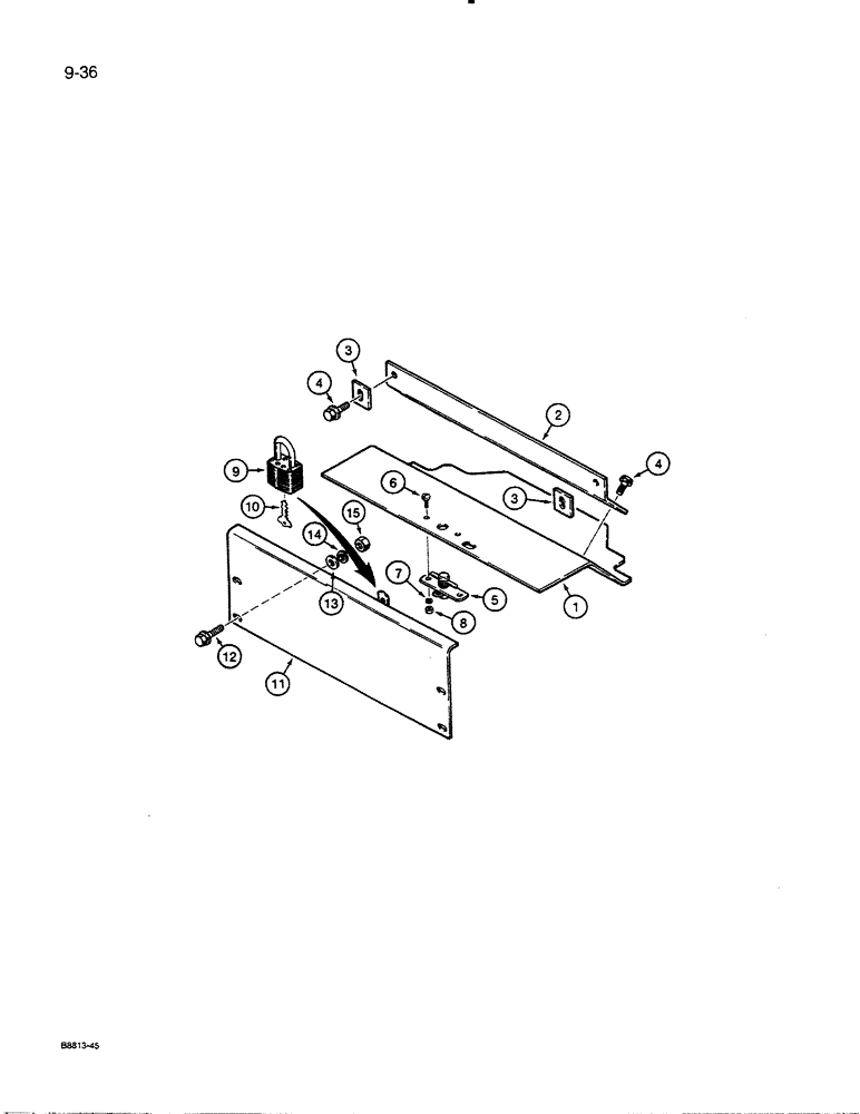 Схема запчастей Case 450C - (9-36) - BATTERY COMPARTMENT AND REAR COVER, MODELS WITH A BACKHOE (09) - CHASSIS/ATTACHMENTS