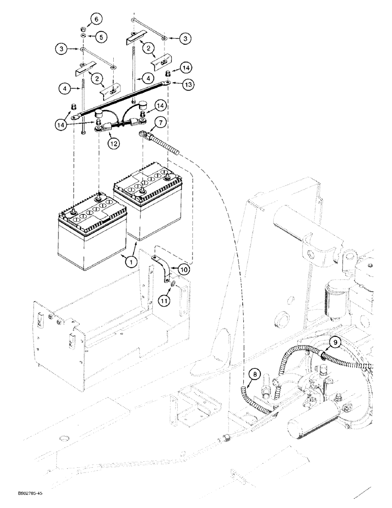 Схема запчастей Case 580SK - (4-22) - DUAL BATTERIES AND CABLES, MODELS WITH COLD START SYSTEM (04) - ELECTRICAL SYSTEMS