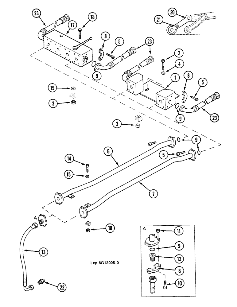 Схема запчастей Case 688C - (8G-054) - CLAMSHEEL FEED, DIPPERSTICK (2,10M-2,65M), (XXXXX-) (07) - HYDRAULIC SYSTEM