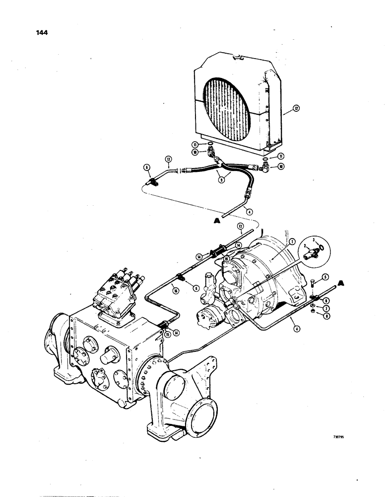 Схема запчастей Case 850 - (144) - BASIC TRACTOR HYDRAULICS, COOLING CIRCUIT (07) - HYDRAULIC SYSTEM