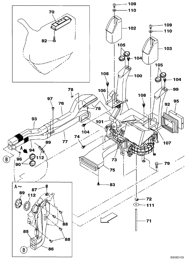 Схема запчастей Case CX350B - (09-37) - AIR CONDITIONING - DUCTS (09) - CHASSIS