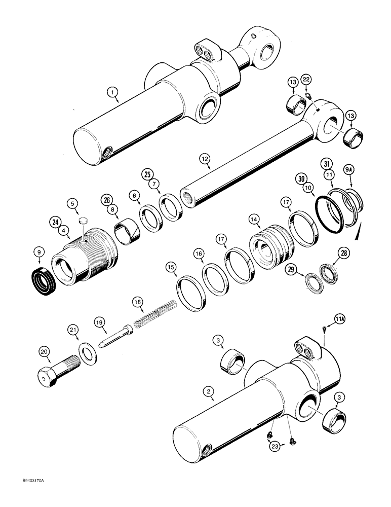 Схема запчастей Case 480F - (8-130) - G110395 BACKHOE SWING CYLINDER (08) - HYDRAULICS