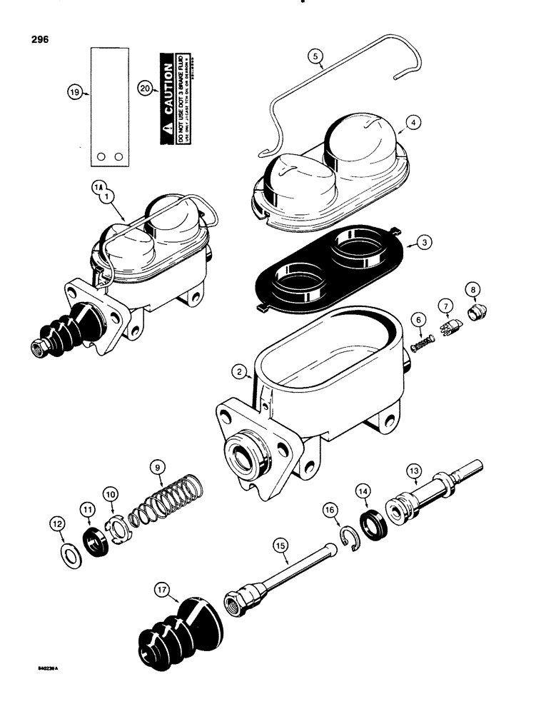 Схема запчастей Case 580SE - (296) - D120090 AND D126695 BRAKE MASTER CYLINDERS (07) - BRAKES