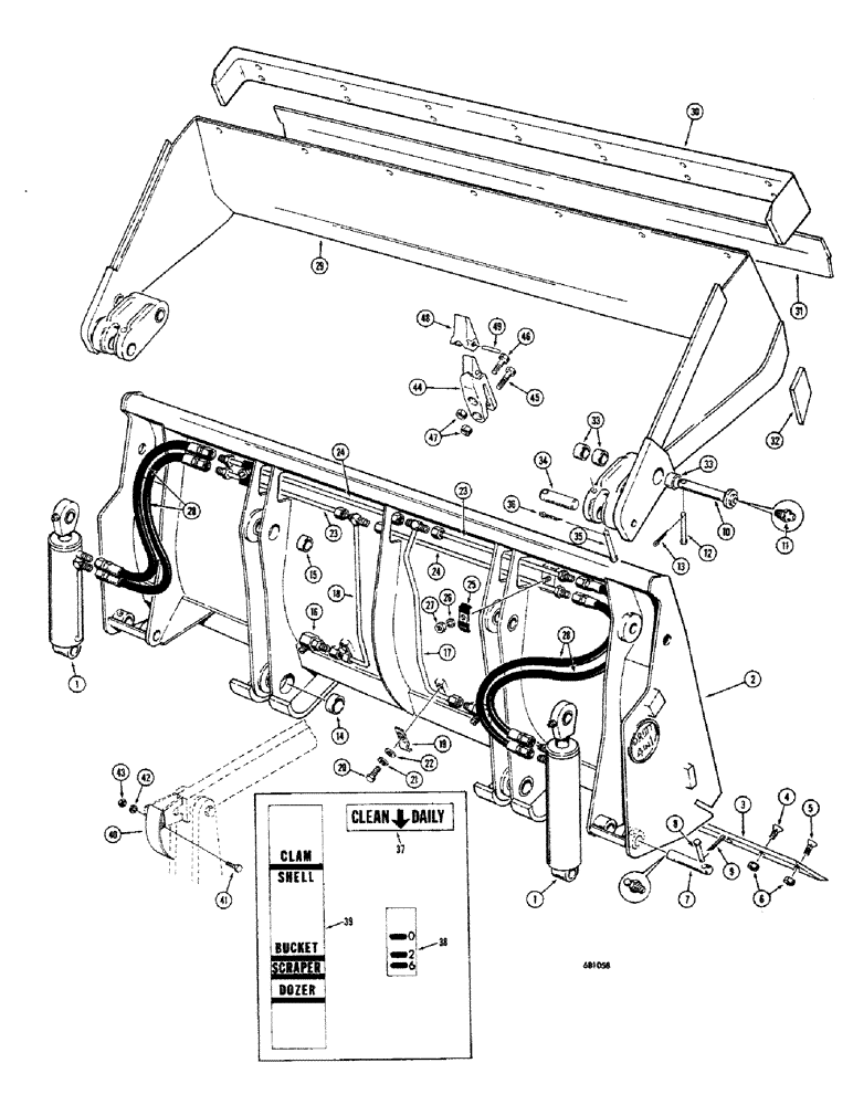 Схема запчастей Case 680CK - (180) - L15296 DROTT 4-IN-1 BUCKET, BUCKET TEETH OPTIONAL (82) - FRONT LOADER & BUCKET