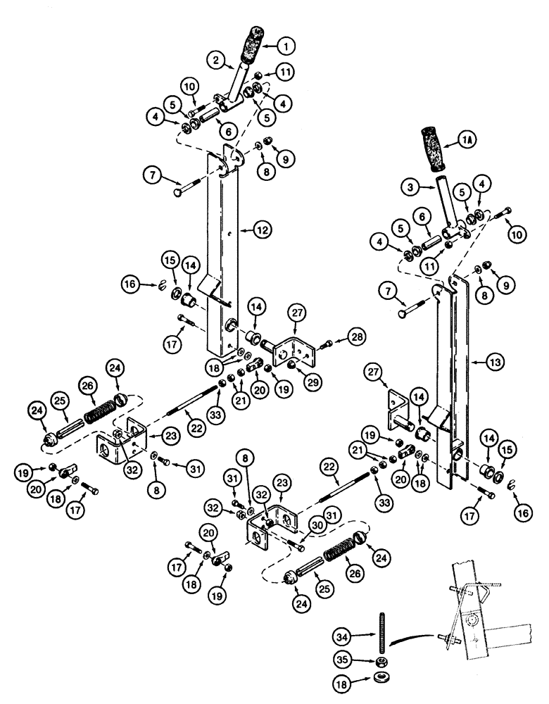 Схема запчастей Case 1835C - (6-06) - FORWARD AND REVERSE CONTROL LEVERS AND LINKAGE P.I.N. JAF0037367 AND AFTER (06) - POWER TRAIN