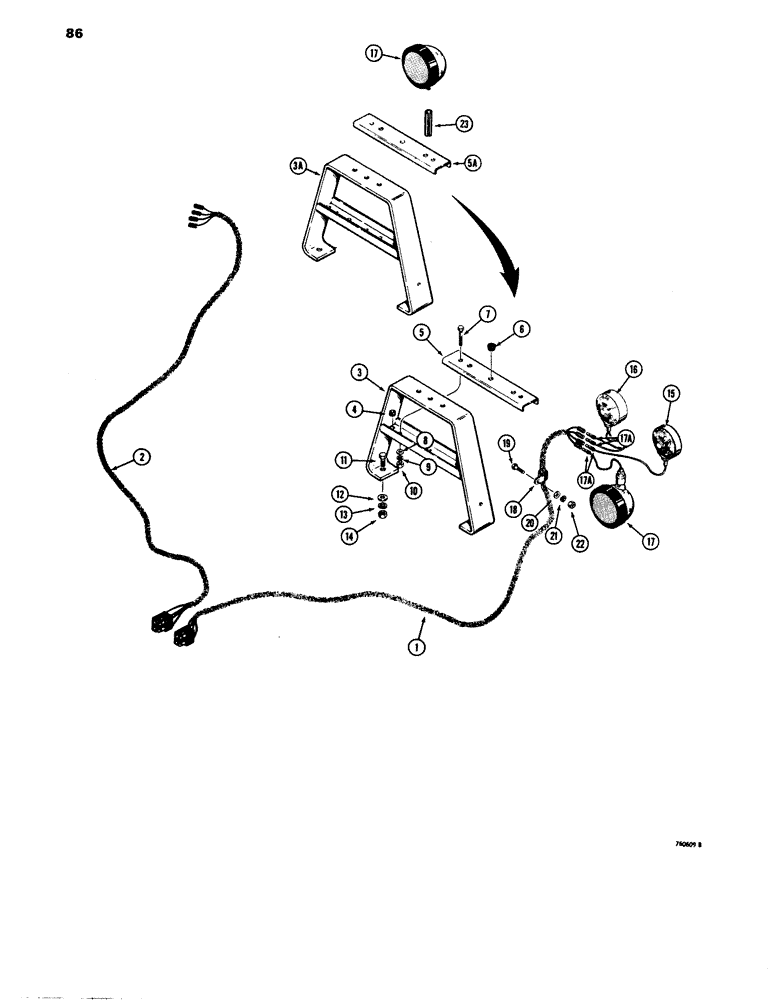 Схема запчастей Case 680E - (086) - ELECTRICAL SYSTEM, TWO PIECE REAR LIGHT HARNESS (55) - ELECTRICAL SYSTEMS