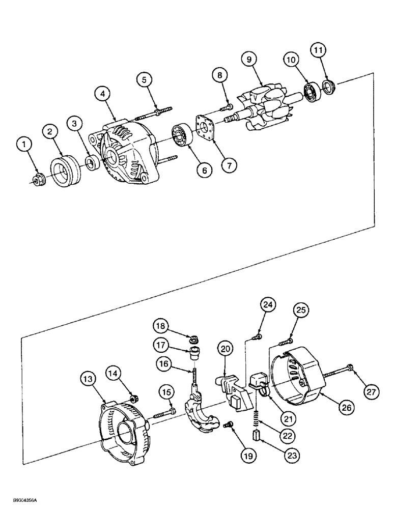 Схема запчастей Case 1838 - (4-02) - ALTERNATOR ASSEMBLY, KUBOTA V2203 ENGINE (04) - ELECTRICAL SYSTEMS