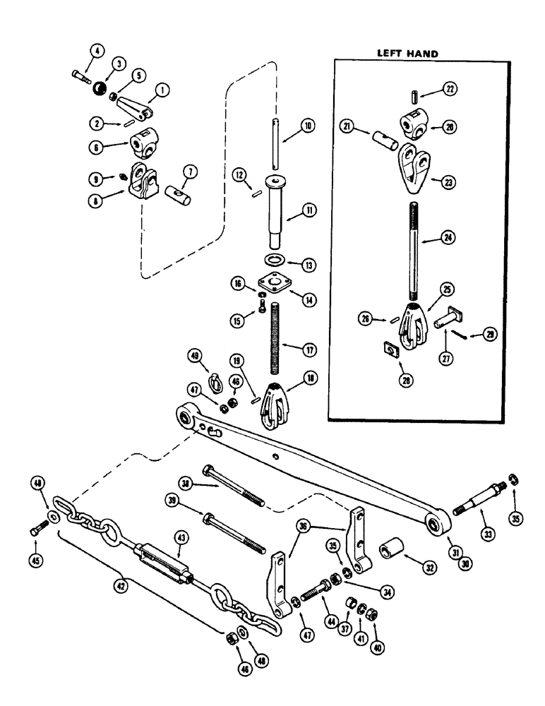 Схема запчастей Case 480CK - (126) - DRAFT ARMS AND LIFT LINKS, DRAFT-O-MATIC 