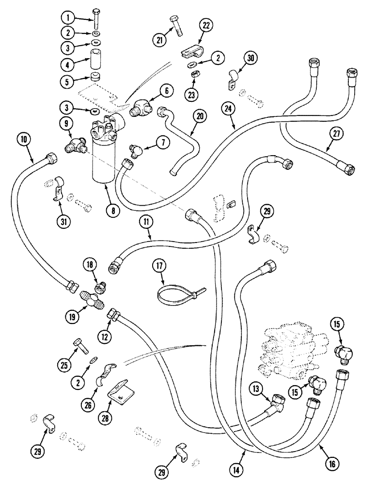 Схема запчастей Case 580SK - (8-012) - HYDRAULIC CIRCUIT, WITHOUT BACKHOE, S/N JJH0016105 AND UP (08) - HYDRAULICS