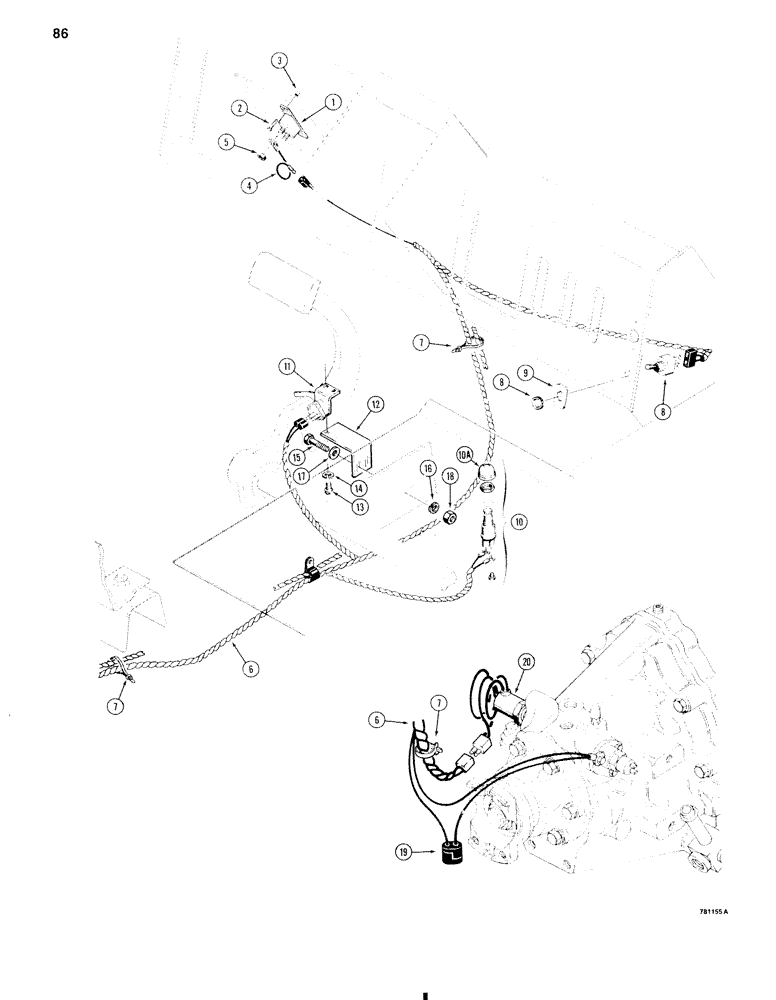 Схема запчастей Case 585C - (086) - POWER SHUTTLE ELECTRICAL CIRCUIT, BEFORE TRACTOR SN 8980051 (55) - ELECTRICAL SYSTEMS