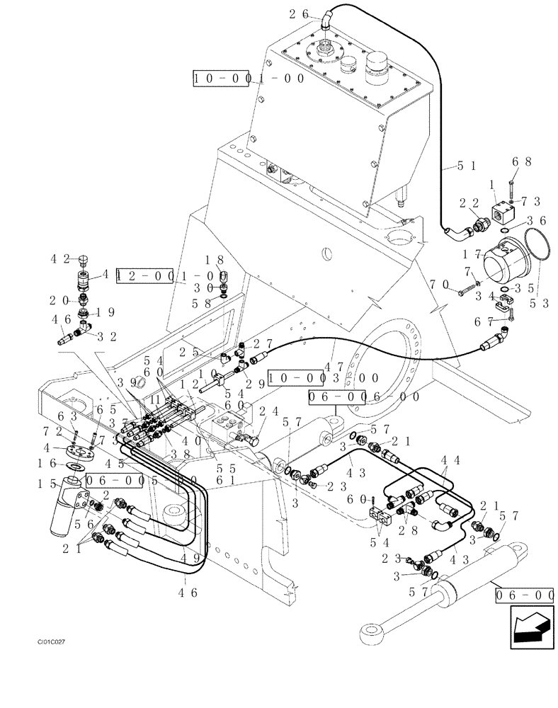 Схема запчастей Case SV216 - (06-002-00[01]) - HYDRAULIC CIRCUIT, STEERING (05) - STEERING