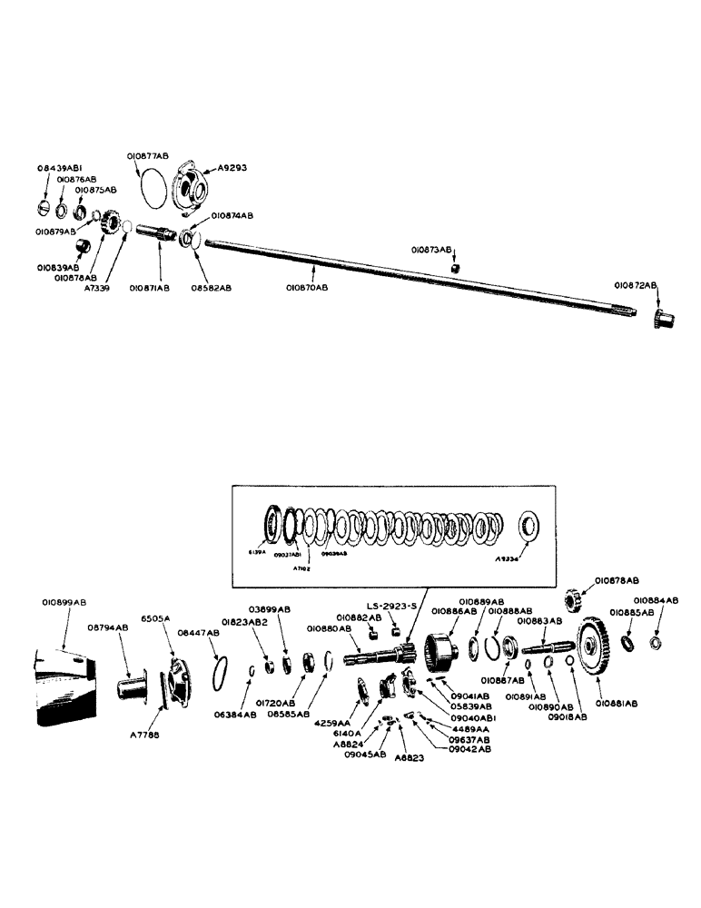 Схема запчастей Case 425 - (116) - PTO AND HYDRAULIC DRIVE UPPER MAIN SHAFT (21) - TRANSMISSION