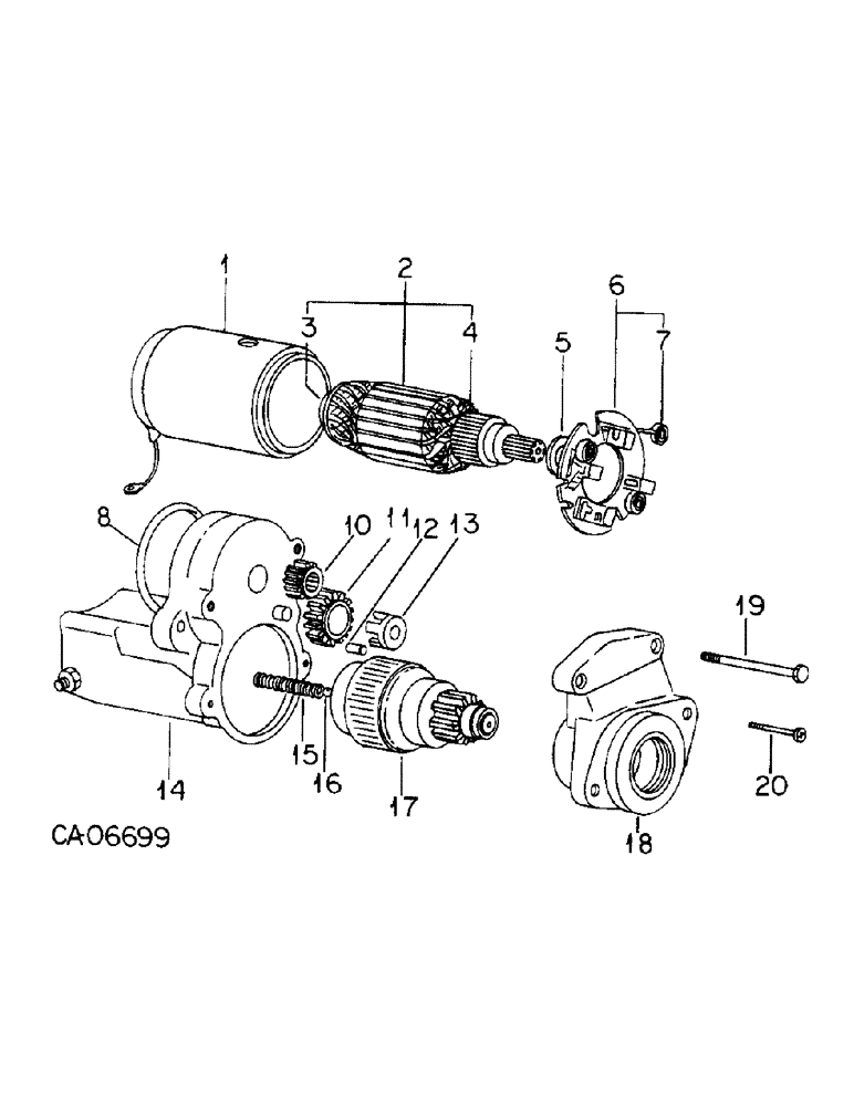 Схема запчастей Case 4140 - (08-03) - STARTER MOTOR - ISUZU ENGINE, LOADER SERIAL NO. 140 AND ABOVE (06) - ELECTRICAL