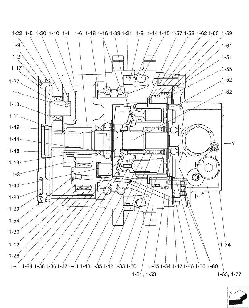 Схема запчастей Case CX17B - (02-002[02]) - MOTOR INSTAL, PROPEL (35) - HYDRAULIC SYSTEMS