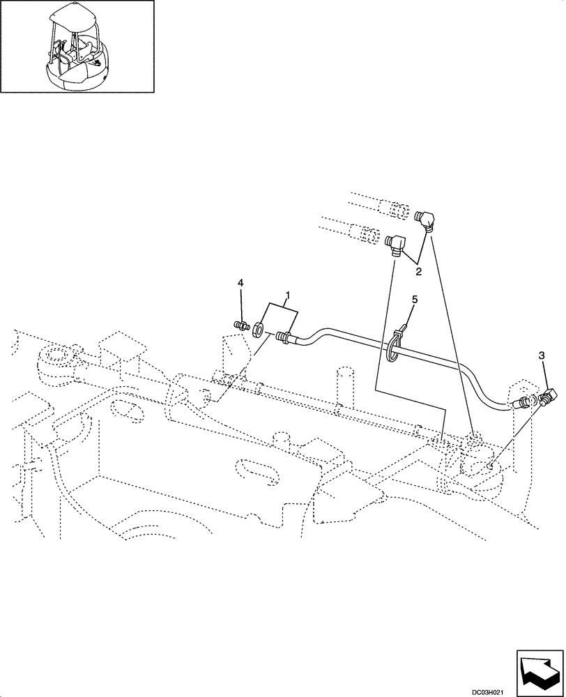 Схема запчастей Case CX25 - (08-03[00]) - HYDRAULIC LINES - SWING CYLINDER (08) - HYDRAULICS