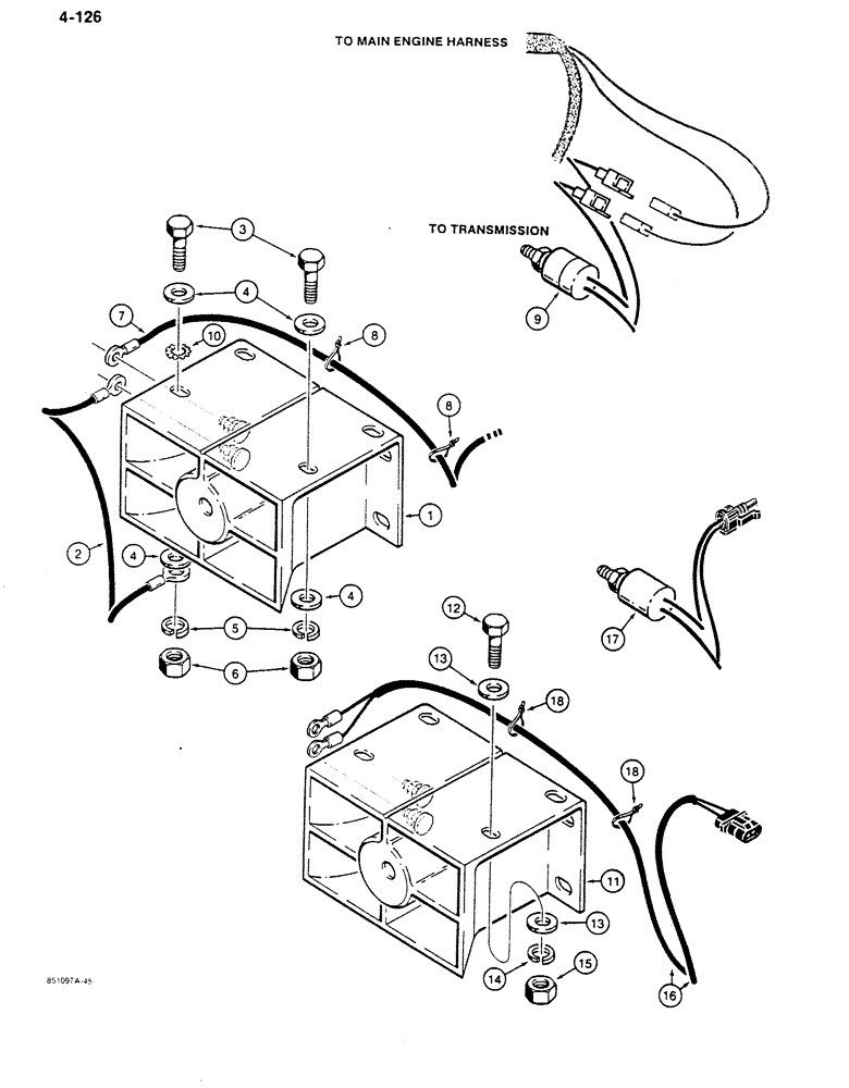 Схема запчастей Case 680K - (4-126) - BACKUP ALARM (04) - ELECTRICAL SYSTEMS