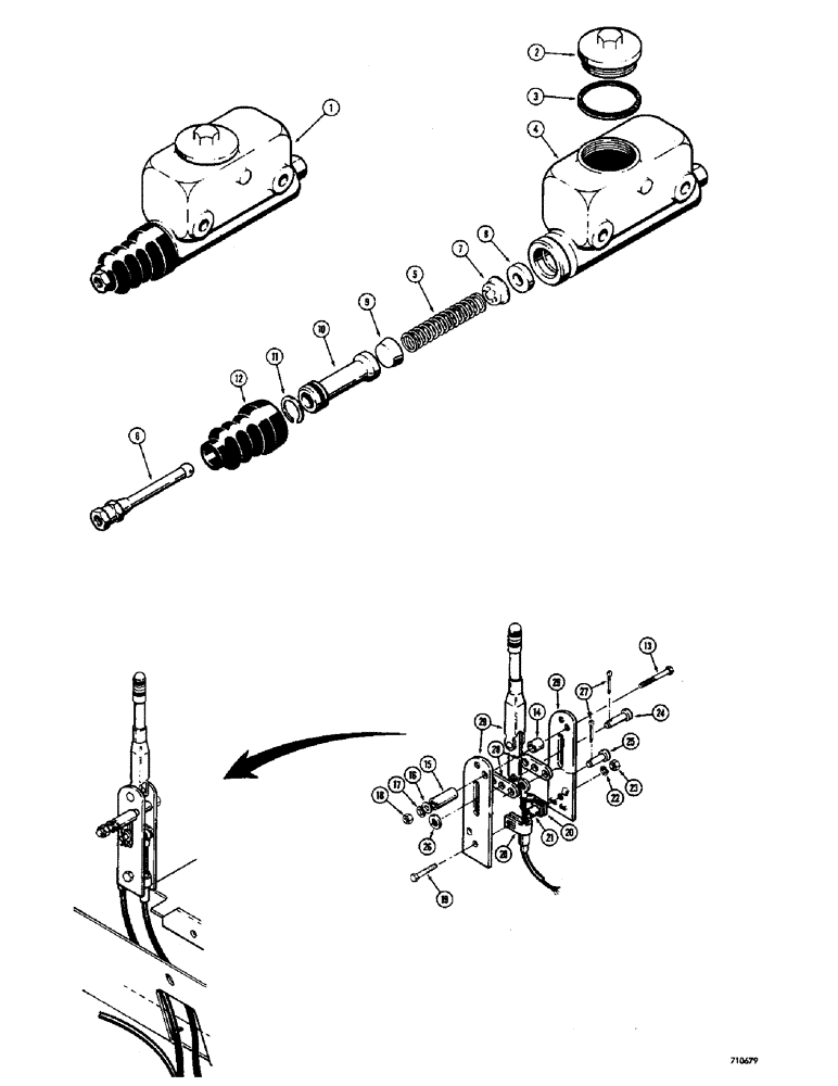 Схема запчастей Case 1530 - (046) - BRAKE MASTER CYLINDER (07) - BRAKES