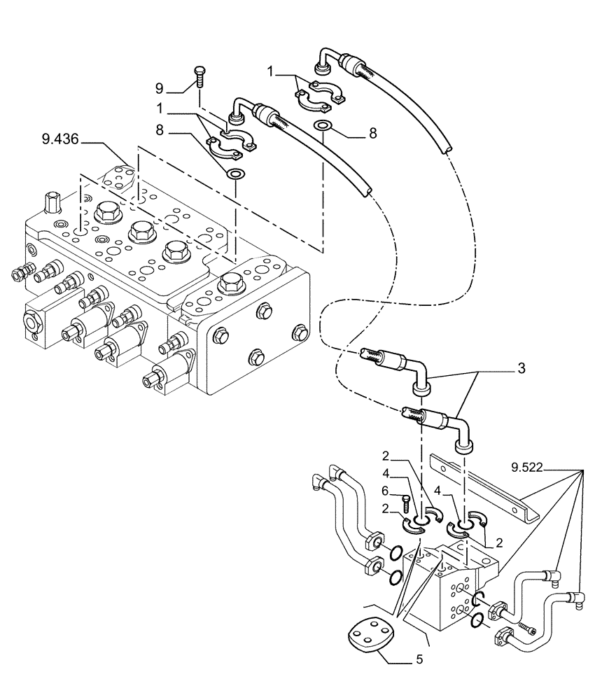 Схема запчастей Case 1850K LT - (9.439[03]) - ADDITIONAL HYDRAULIC FUNCTION - OPTIONAL CODE 76071190 (19) - OPTIONS