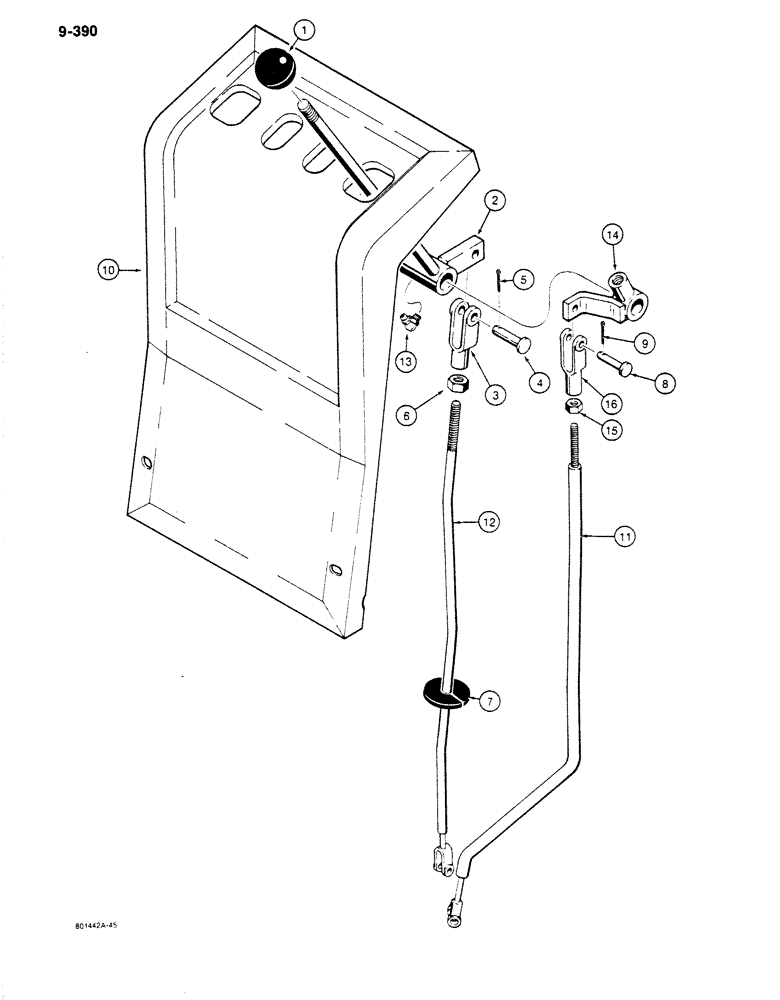 Схема запчастей Case 680K - (9-390) - BACKHOE EXTENDABLE DIPPER CONTROL, FOOT SWING MODELS (09) - CHASSIS/ATTACHMENTS