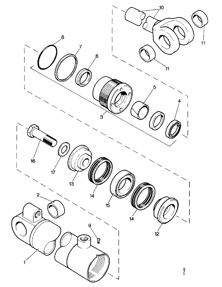 Схема запчастей Case 850 - (J12-1) - HYDRA-LEVELLING CYLINDER - 4 DIA X 7.1/2 STROKE (07) - HYDRAULIC SYSTEM