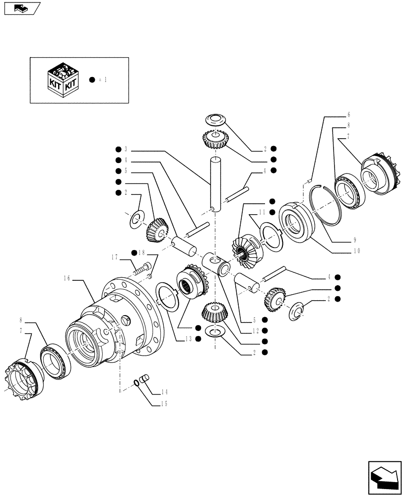 Схема запчастей Case 580SN WT - (27.106.0101) - DIFFERENTIAL GEAR (27) - REAR AXLE SYSTEM