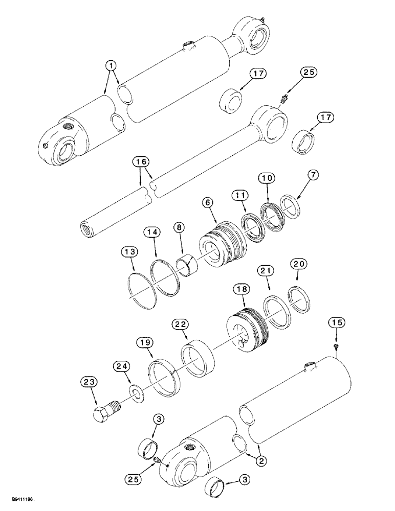 Схема запчастей Case 570LXT - (8-148) - BACKHOE BOOM CYLINDER (08) - HYDRAULICS