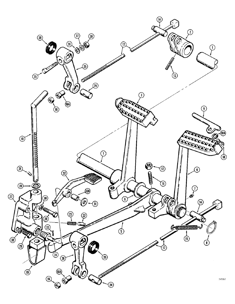 Схема запчастей Case 380CK - (100) - BRAKE PEDALS AND LINKAGE (07) - BRAKES