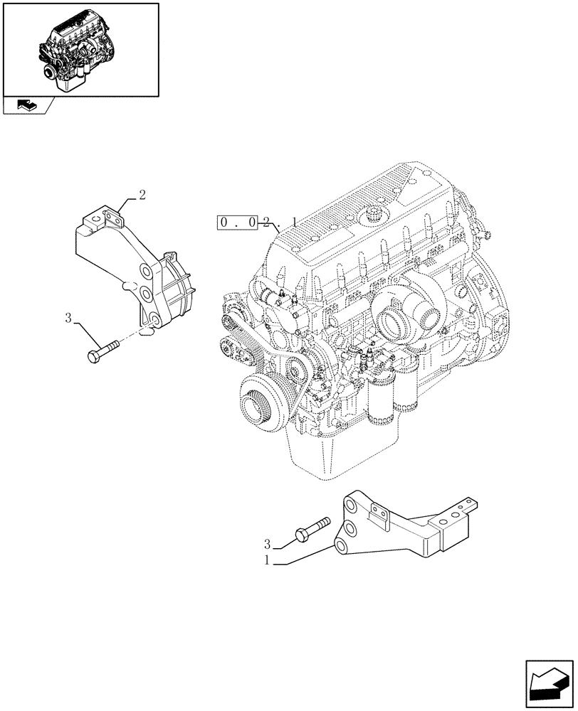 Схема запчастей Case F3BE0684J E902 - (0.04.4) - ENGINE SUSPENSION (504087155) 