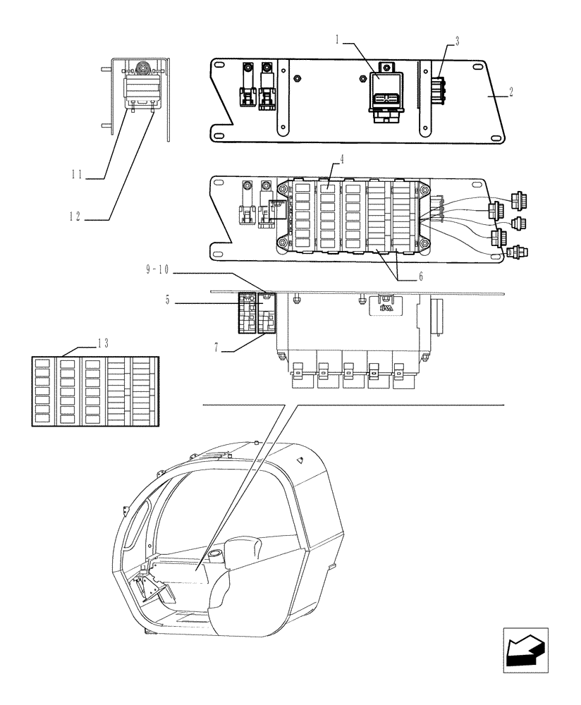 Схема запчастей Case TX1055 - (9.00580[13]) - ROPS CANOPY - COMPONENTS - OPTIONAL CODE 749260111 (90) - PLATFORM, CAB, BODYWORK AND DECALS