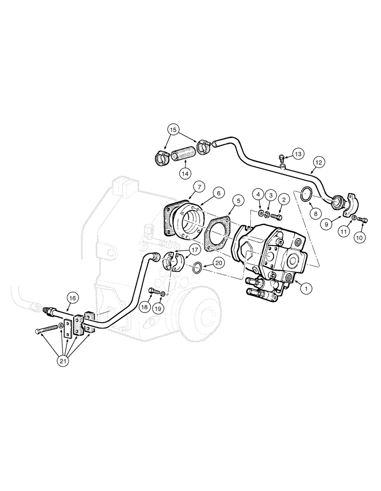 Схема запчастей Case 885 - (08-010[01]) - MAIN HYDRAULIC PUMP - HYDRAULIC CIRCUIT (08) - HYDRAULICS