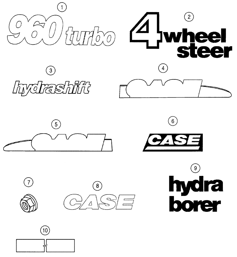 Схема запчастей Case 960 - (09-55) - DECALS (09) - CHASSIS