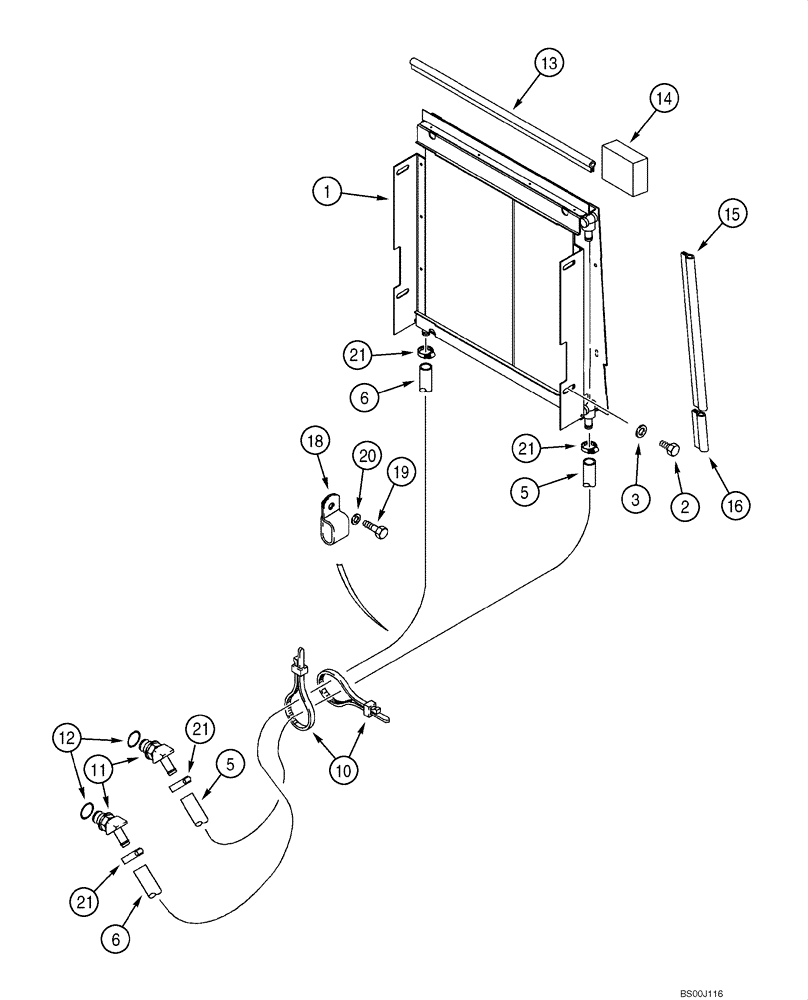 Схема запчастей Case 580M - (06-11) - COOLING SYSTEM - TRANSMISSION (WITH AIR CONDITIONING) (06) - POWER TRAIN